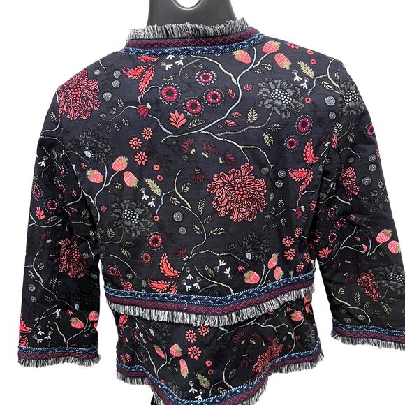 Ann Taylor Loft Primavera Fringe Trimmed Jacket size 2 - Picture 3 of 8